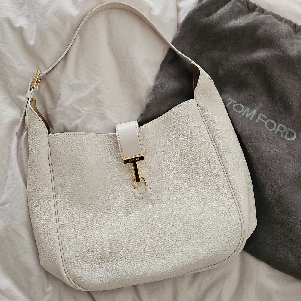 Tom Ford Monarch Hobo Tote Bag in white